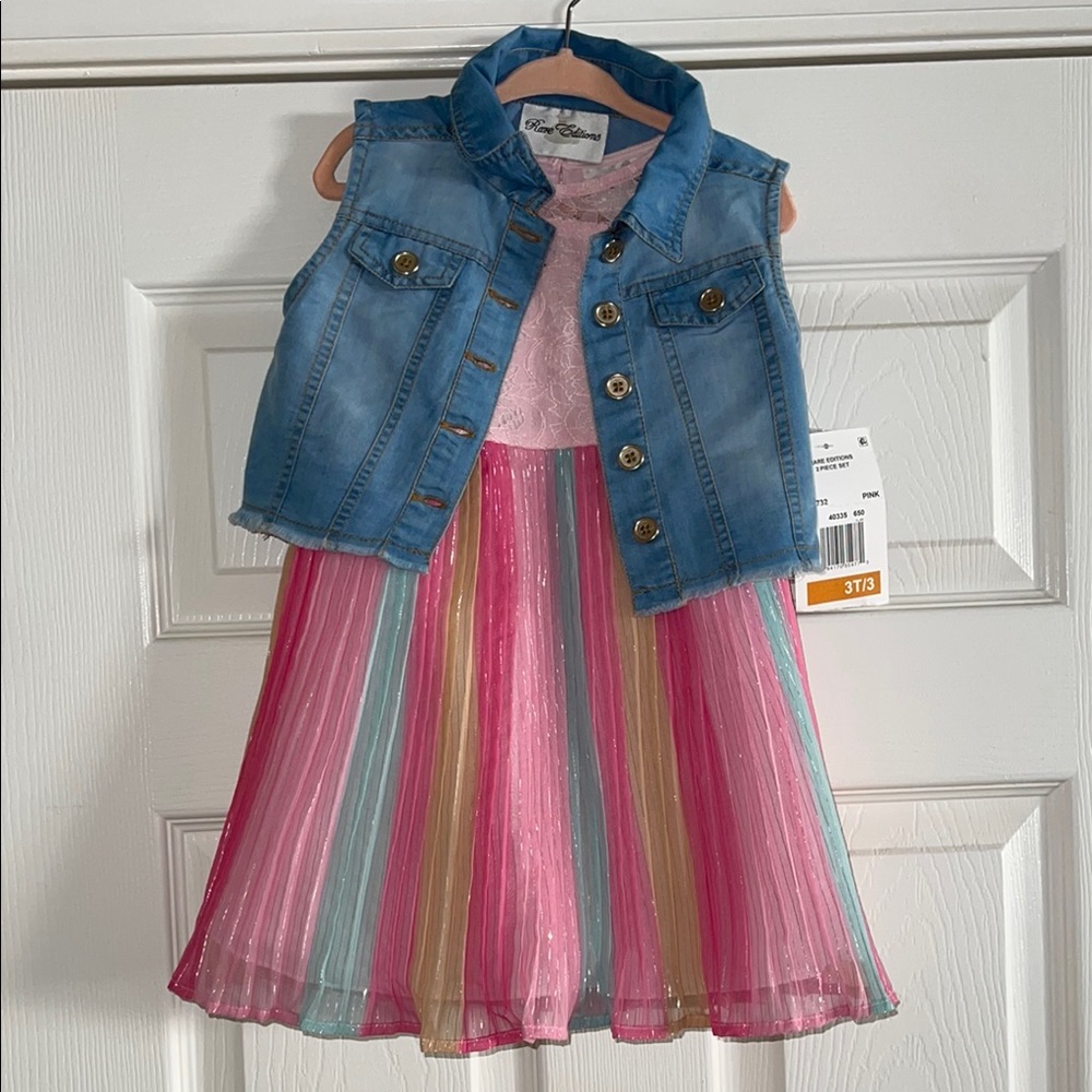 Colorful Kids Denim Vest Dress NWT (2-piece set)